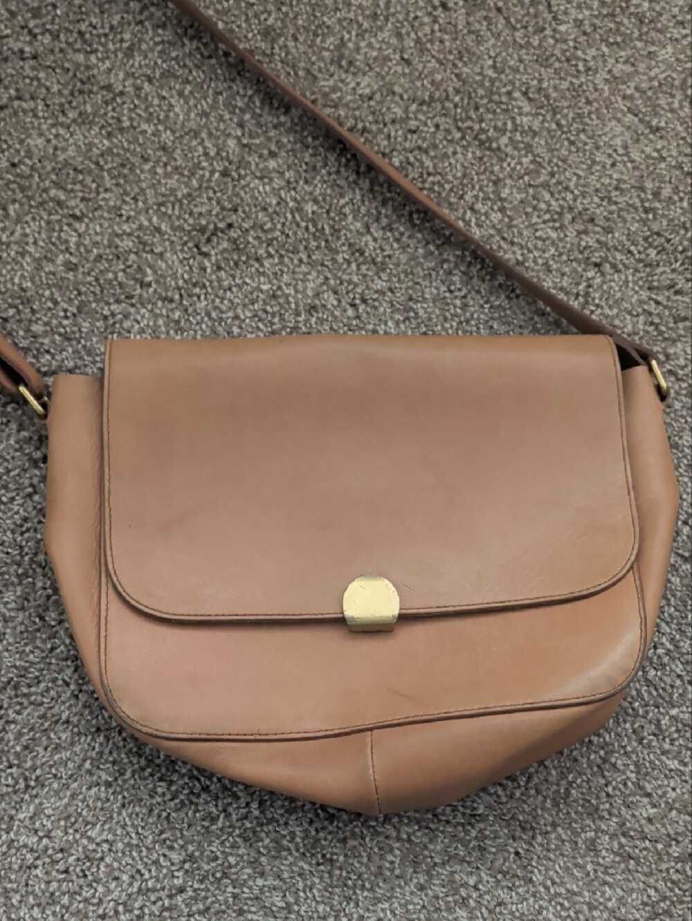 Madewell Tan Leather Flap Crossbody with Gold-Clasp - Picture 2 of 2